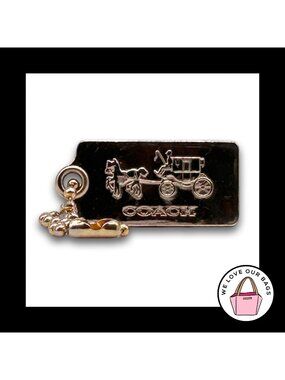 COACH HORSE CARRIAGE Hang Tag Bag Charm Keychain Fob Gold Brass Metal Small 1.25